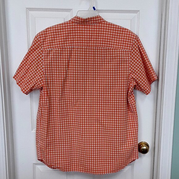 Columbia Orange Checked 100% Cotton Short-Sleeved Shirt - EUC! - Picture 4 of 6